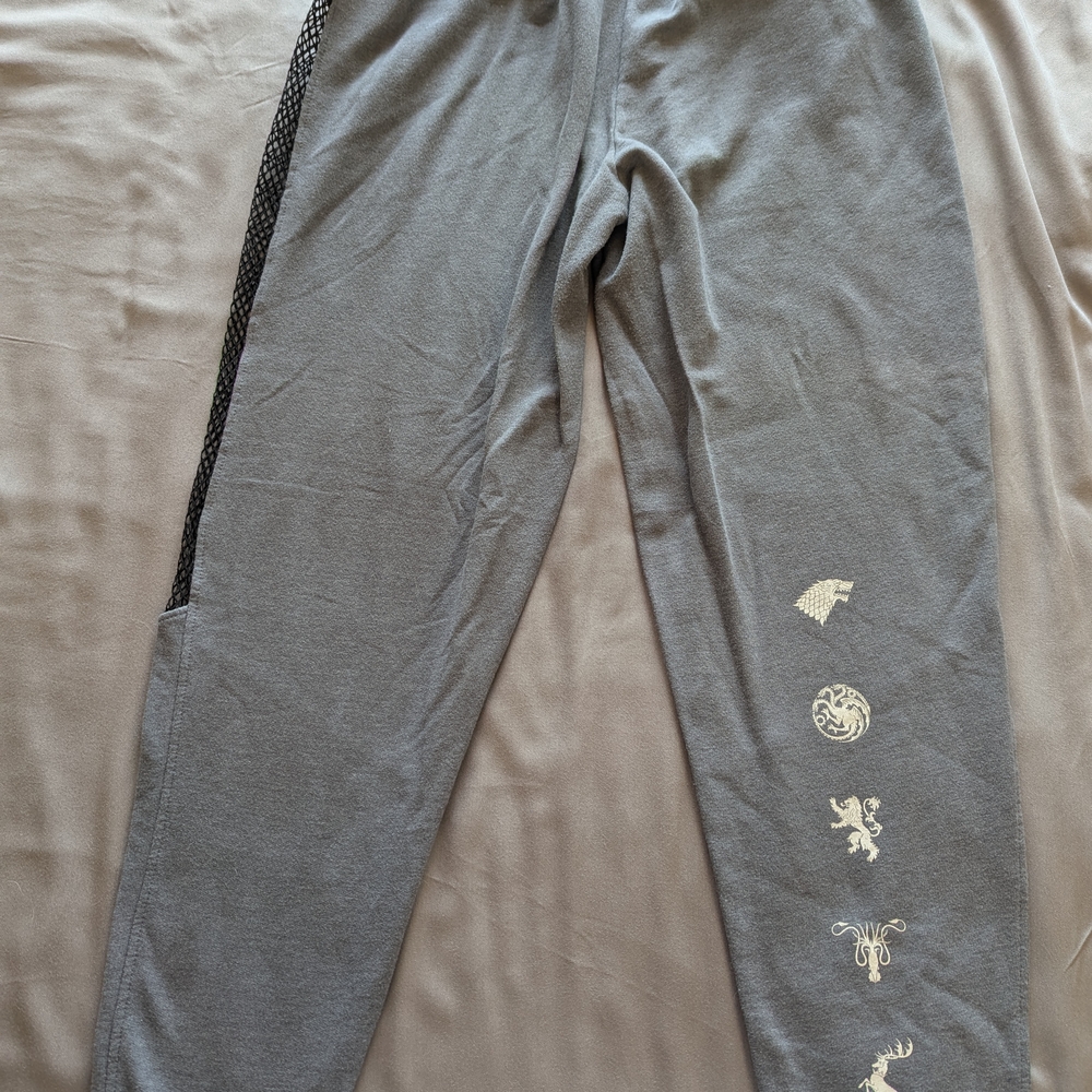 Gray and Black Leggings with Decorative Embellishments